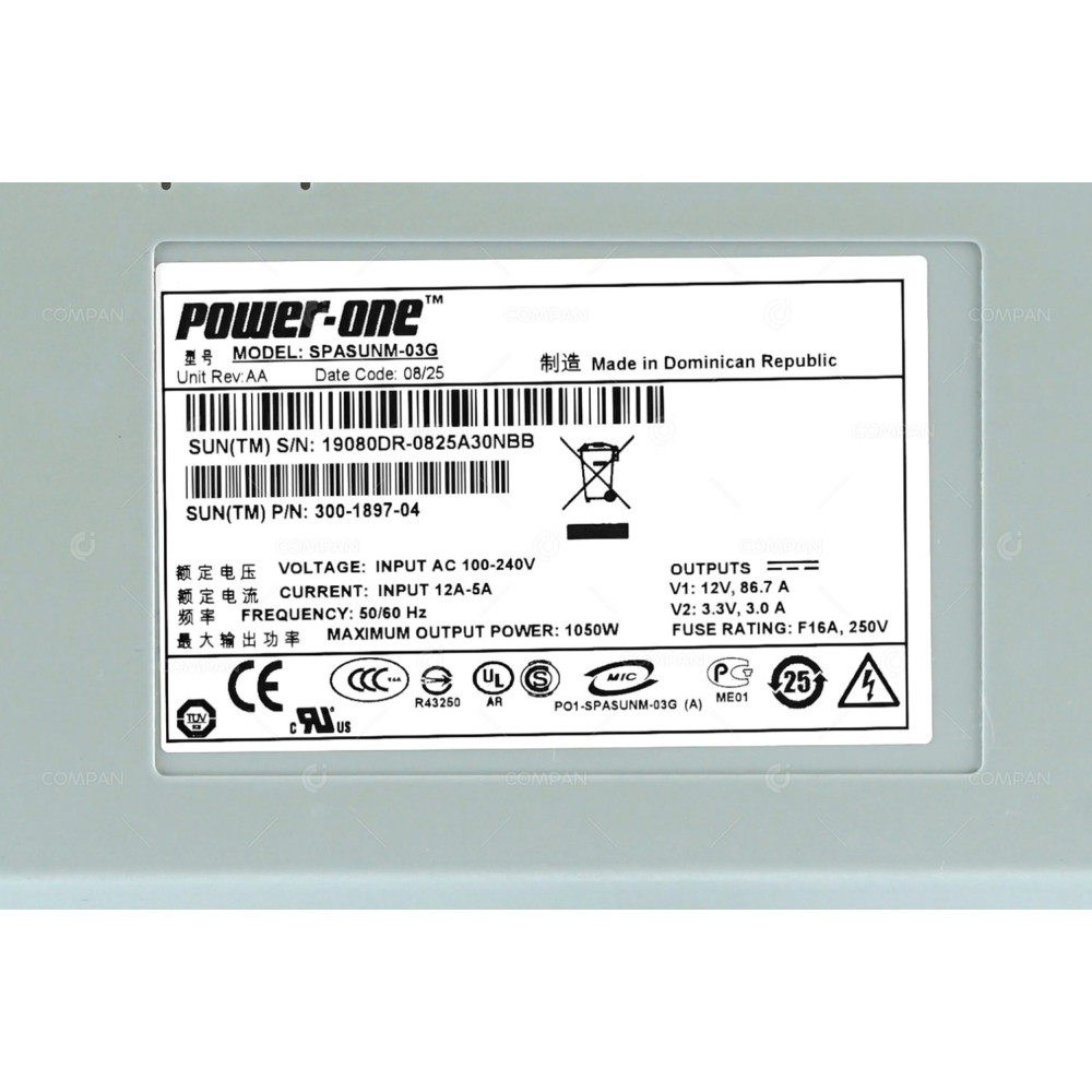 300-1897-04 SUN 1050W POWER SUPPLY FOR SUN FIRE X4440